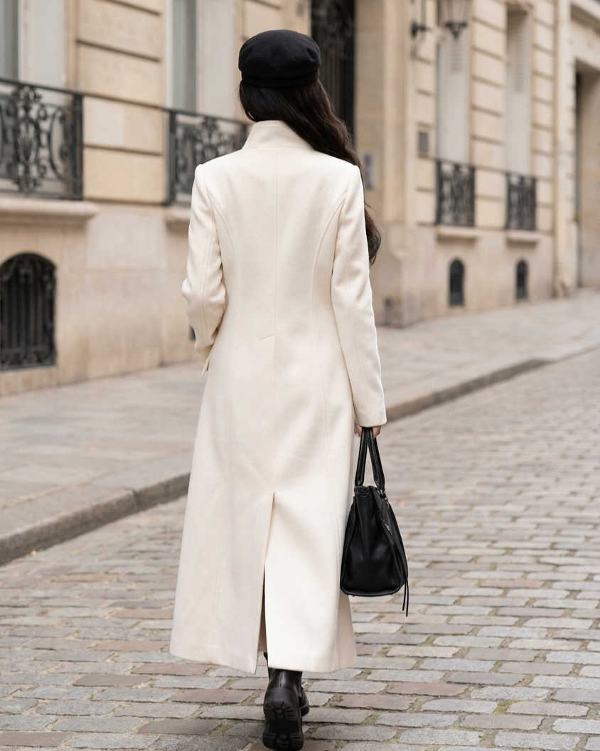Elegant Front-Button Longline Tailored Coat