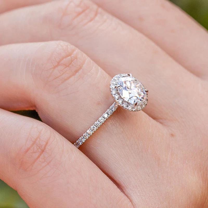 Sale | Simple Round Cut Halo Engagement Ring In Sterling Silver Shineofdiamond