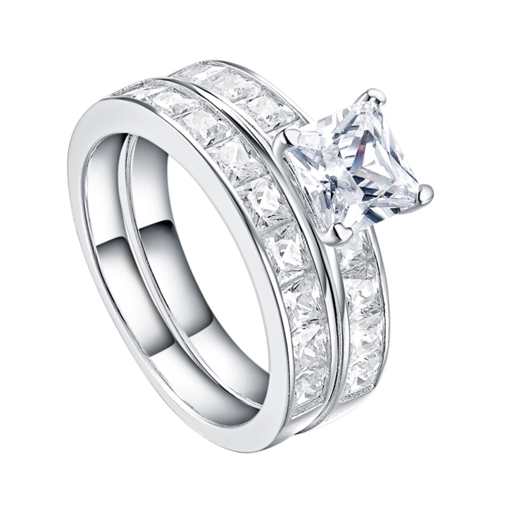 1.5 Carat Princess Cut Wedding Bridal Set Shineofidamond