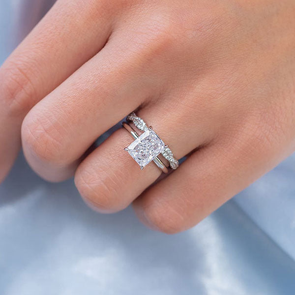 Classic Radiant Cut Sterling Silver Solitaire Engagement Ring Shineofdiamond