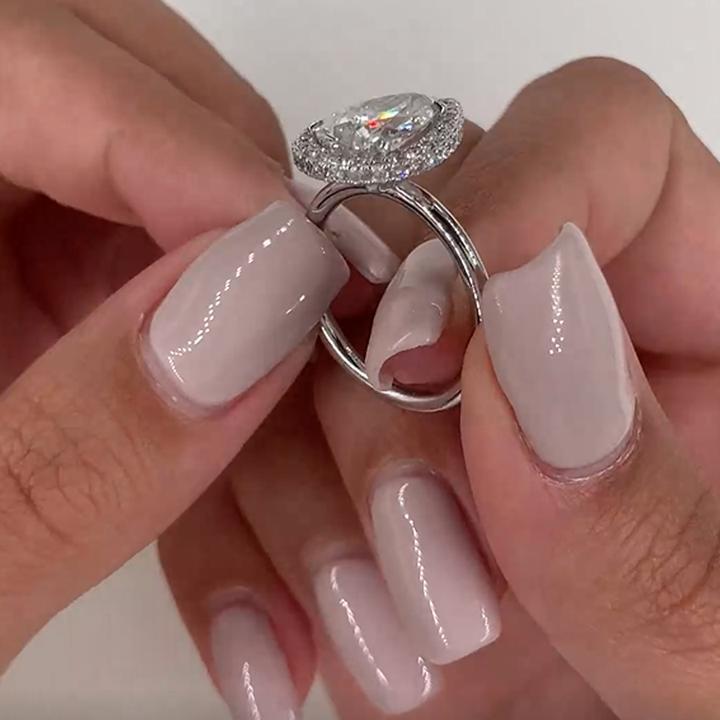 Classic Halo Pear Cut Engagement Ring in Sterling Silver Shineofidamond