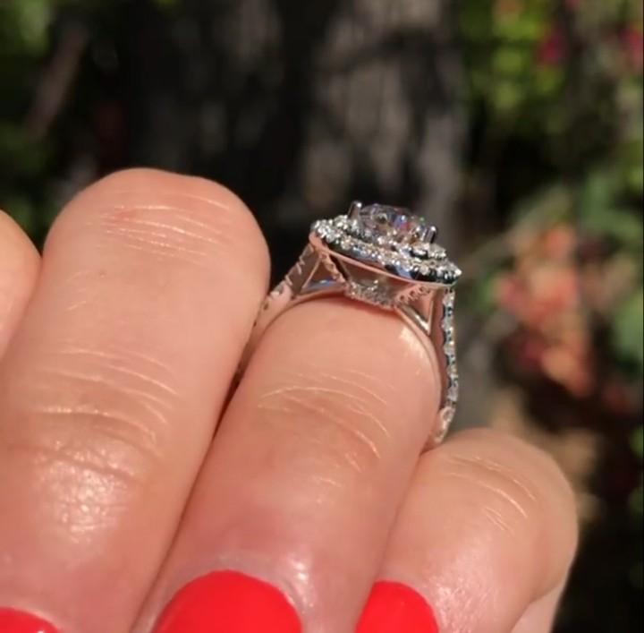 2.0ct Double Halo Pear Cut 925 Sterling Silver Engagement Ring shine of diamond
