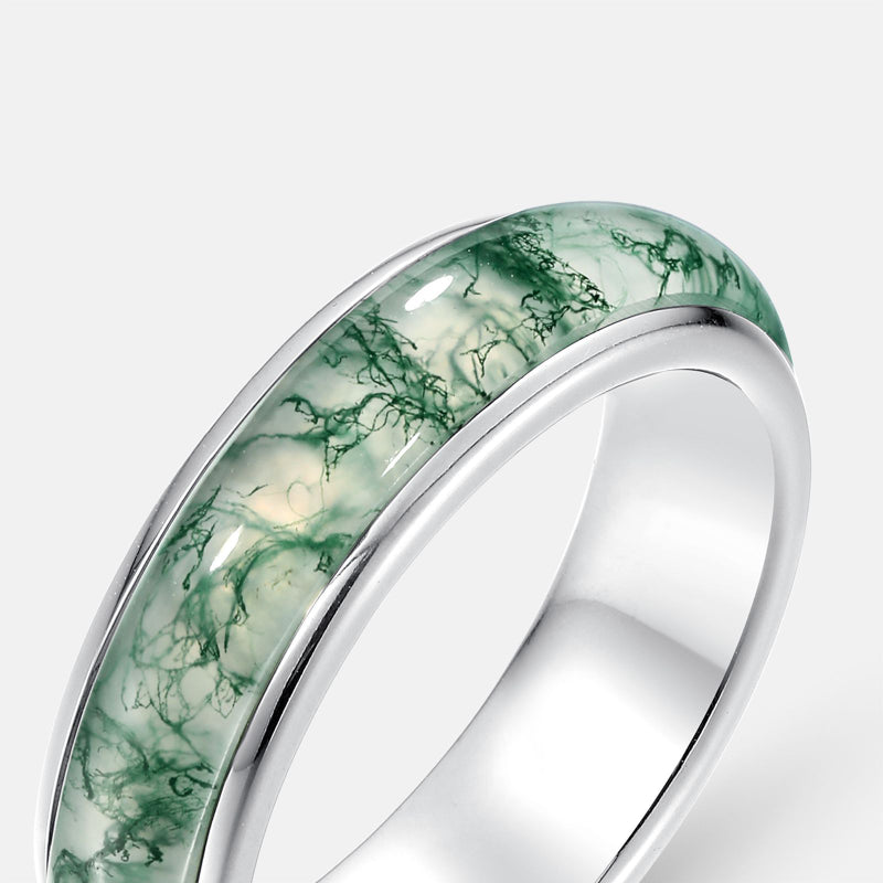 Simple Natural Green Moss Aget Band Carly Jewelry