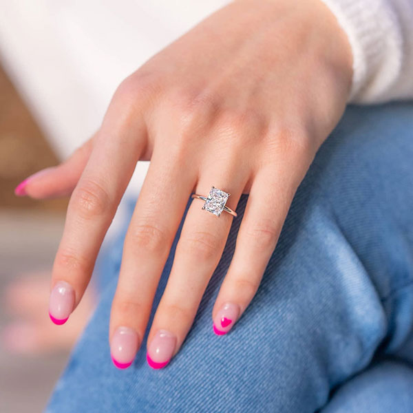 Classic Radiant Cut Sterling Silver Solitaire Engagement Ring Shineofdiamond