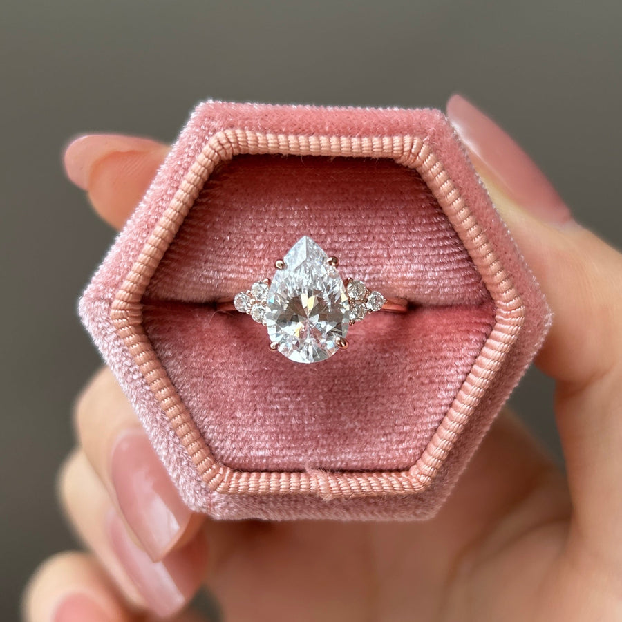 Pear Cut Moissanite Sterling Silver Engagement Ring In Golden Tone shineofdiamond