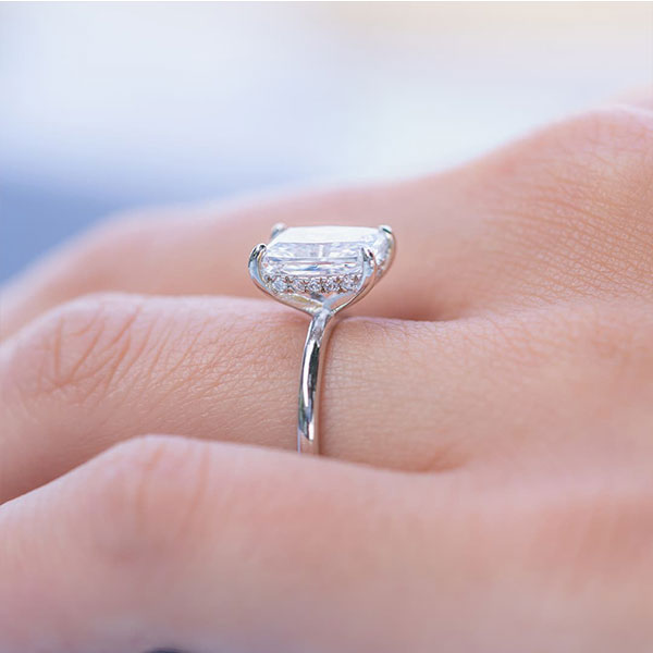 Classic Radiant Cut Sterling Silver Solitaire Engagement Ring Shineofdiamond