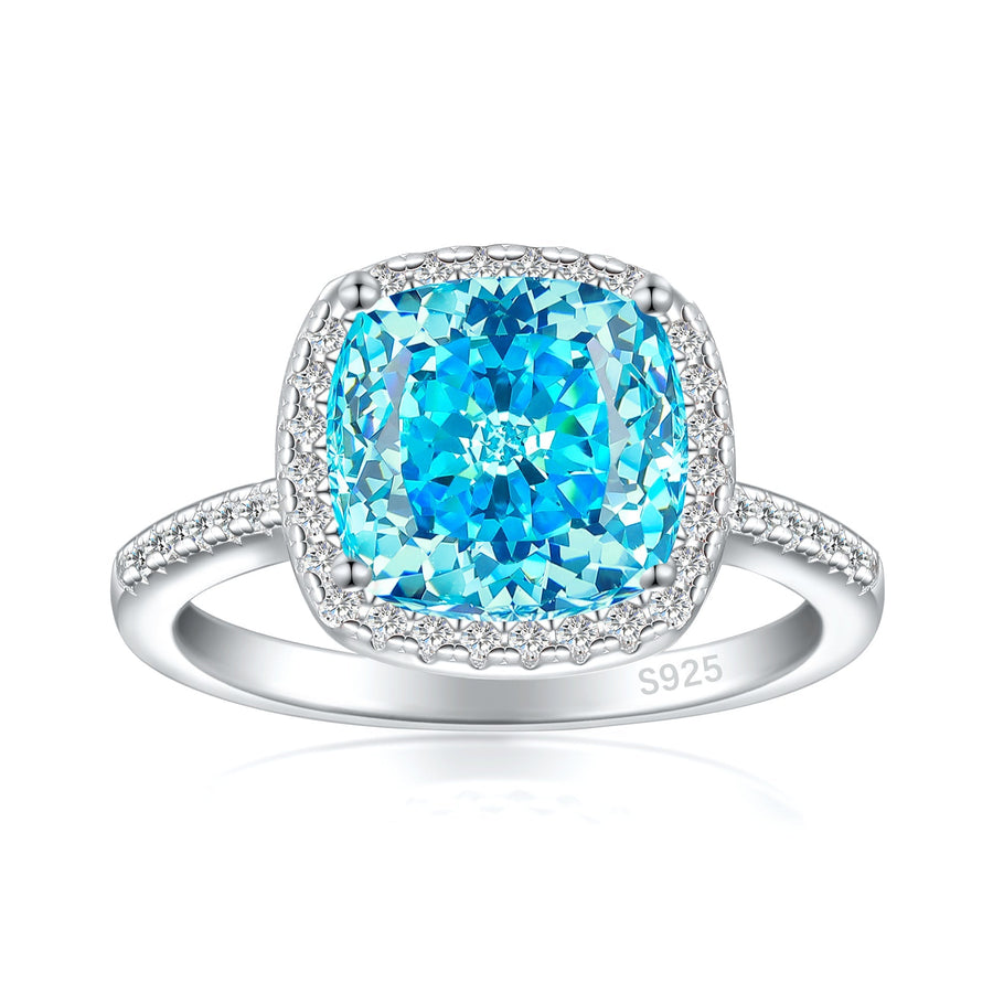 3.5ct Cushion Cut Halo Multi Color Sterling Silver Engagement Ring shine of diamond
