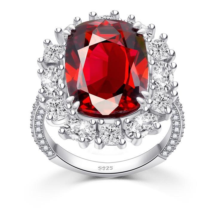 Sparkling Halo Ruby Cushion Cut Party & Engagement Ring Shineofdiamond