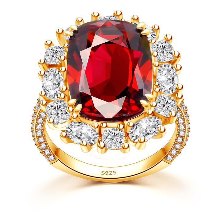 Sparkling Halo Ruby Cushion Cut Party & Engagement Ring Shineofdiamond