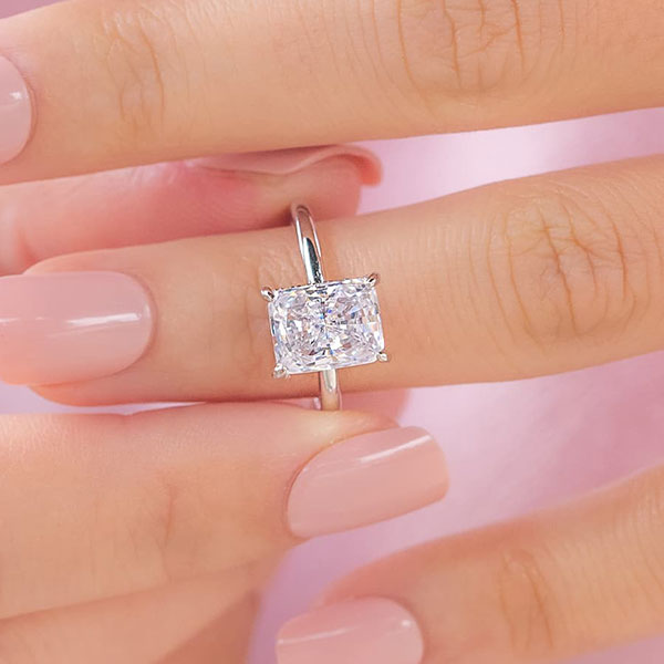 Classic Radiant Cut Sterling Silver Solitaire Engagement Ring Shineofdiamond