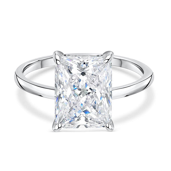 Classic Radiant Cut Sterling Silver Solitaire Engagement Ring Shineofdiamond