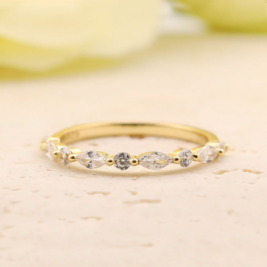 Noble Radiant Cut 3PC  Sterling Silver Wedding Bridal Set in Golden Tone shineofdiamond
