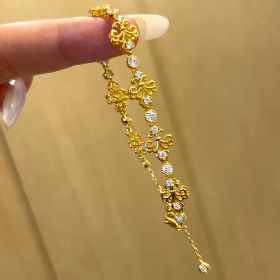 Vintage Iris Sterling Silver Golden Plated Bracelet shine of diamond