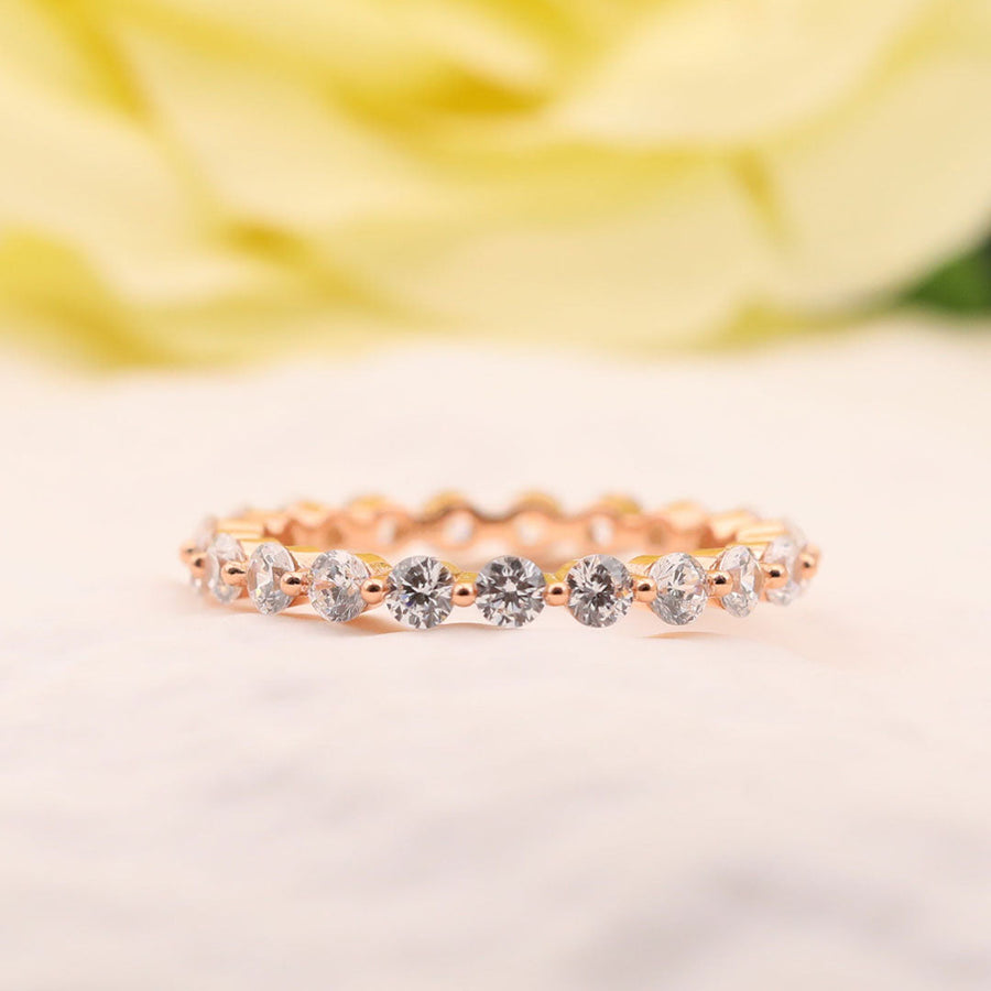 Stunning Radiant Cut Sterling Silver Bridal Set In Rose Golden Tone Shineofdiamond