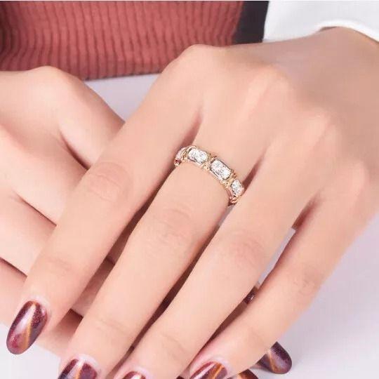 X-Shape Round Cut Sterling Silver Wedding Band shineofdiamond