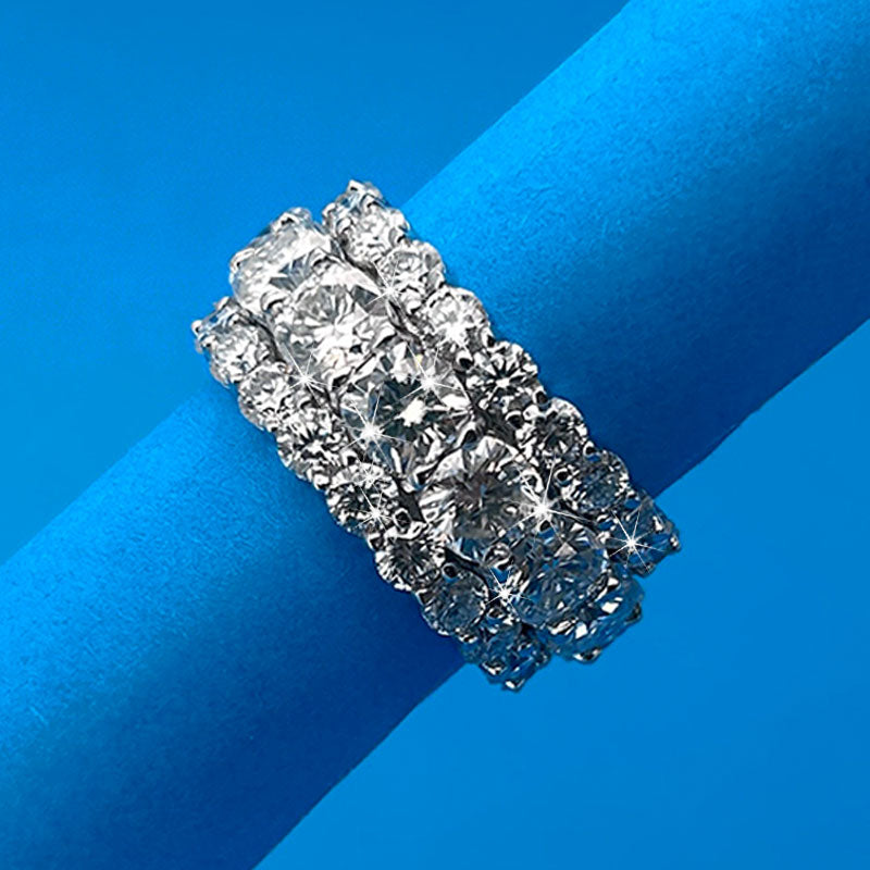Eternity Cushion Cut Moissanite Sterling Silver Wedding Band shineofdiamond