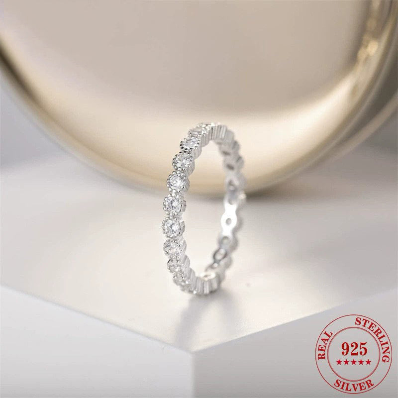 Eternity Round Cut Wedding Band In Sterling Silver Shineofdiamond