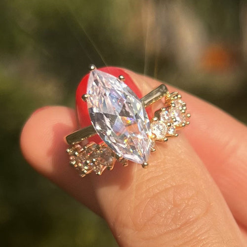 2 Pcs Marquise Cut Enhancer Wedding Bridal Set shine