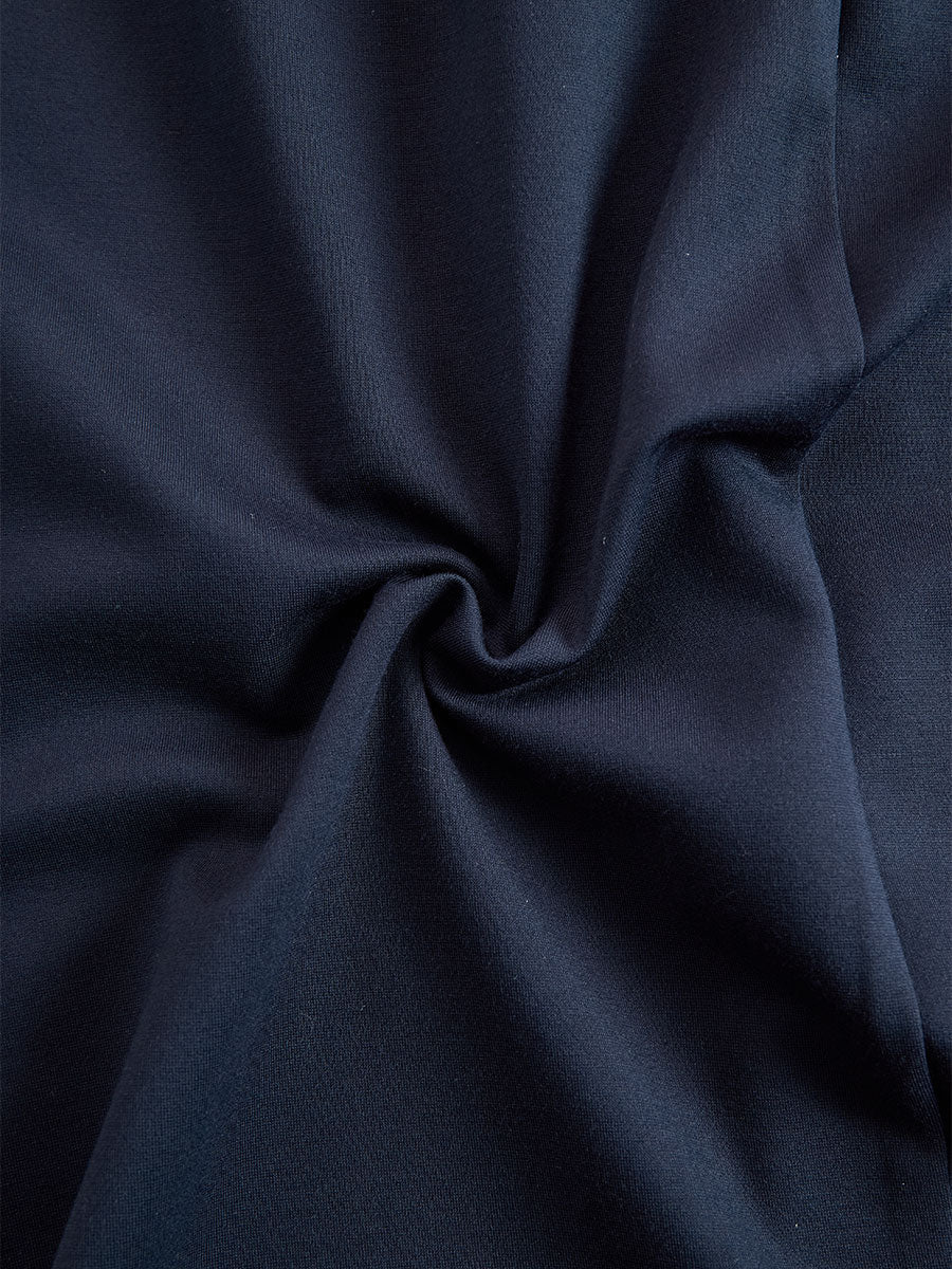 Elegant Navy & White Contrast Button-Up Midi Dress SN