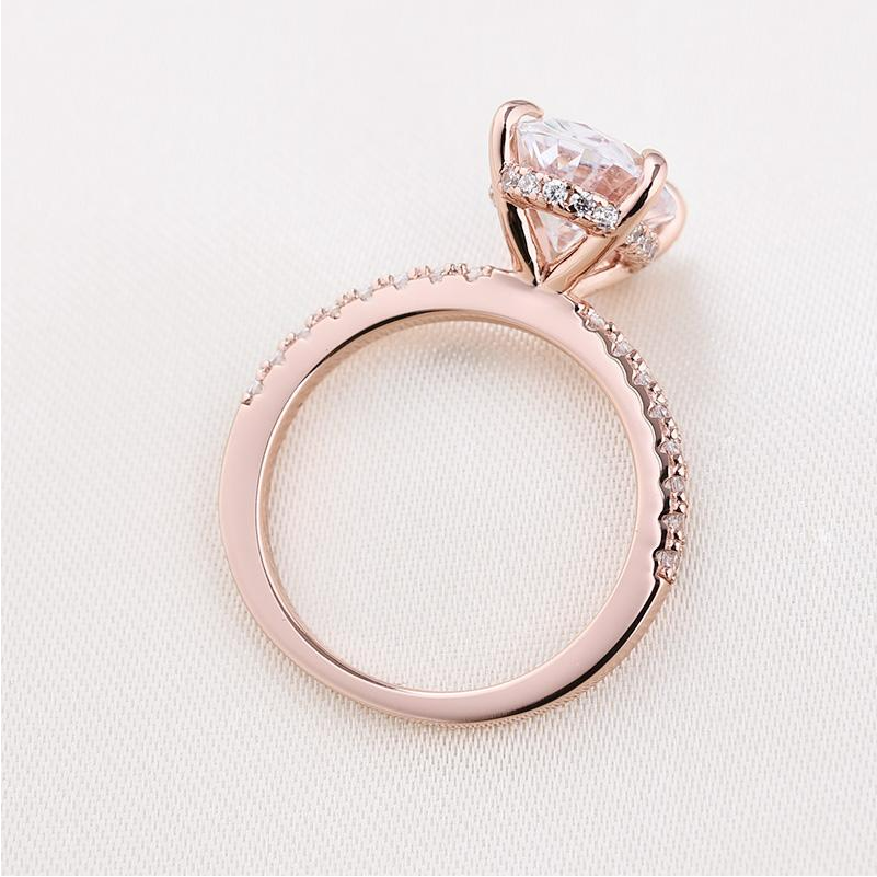 Rose Golden Tone Classic Oval Cut Sterling Silver Bridal Set shineofdiamond