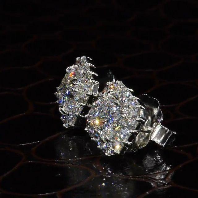 1.5Ct Princess Cut Paved Stud Earrings Shineofidamond