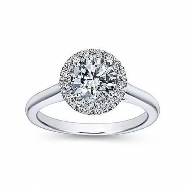 Round Cut Halo Bridal Set with Matching Band Shineofdiamond