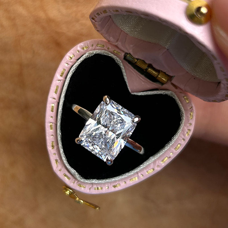 Radiant Cut Moissanite Sterling Silver Engagement Ring shineofdiamond