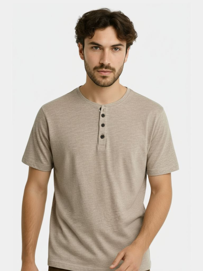 Essential Casual Henley Neck T-Shirt - CAAYWORLD CAAYWORLD