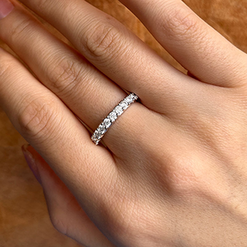 Half Eternity Moissanite Sterling Silver Wedding Band shineofdiamond