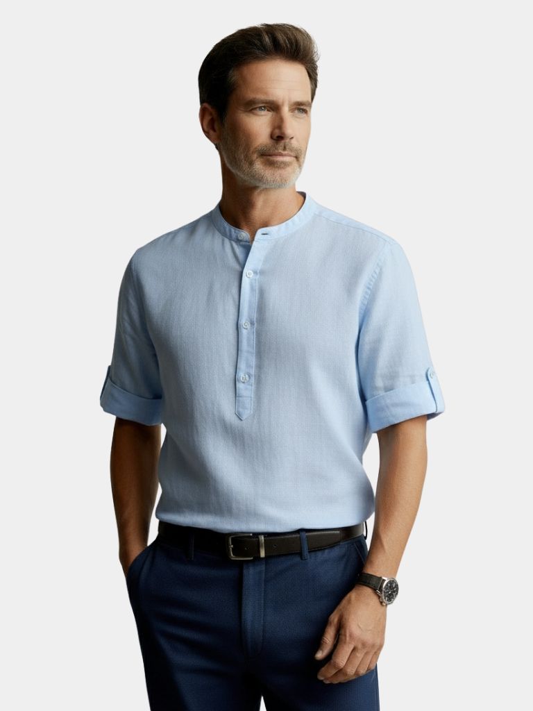 Casual Henley Neck Long Sleeve T-Shirt - CAAYWORLD CAAYWORLD