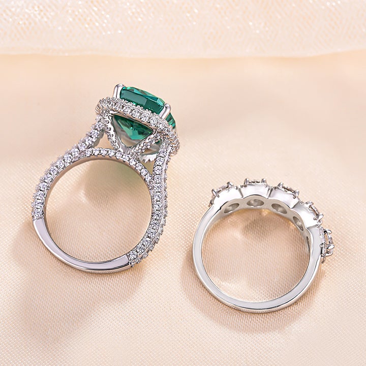 Vintage Halo Cushion Cut Wedding Set In Sterling Silver shineofdiamond