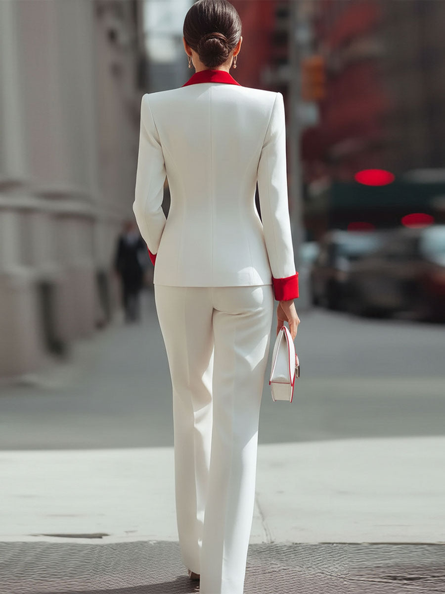 Bold Red And White Double-Breasted Suit Set By CAAYWORLD SN