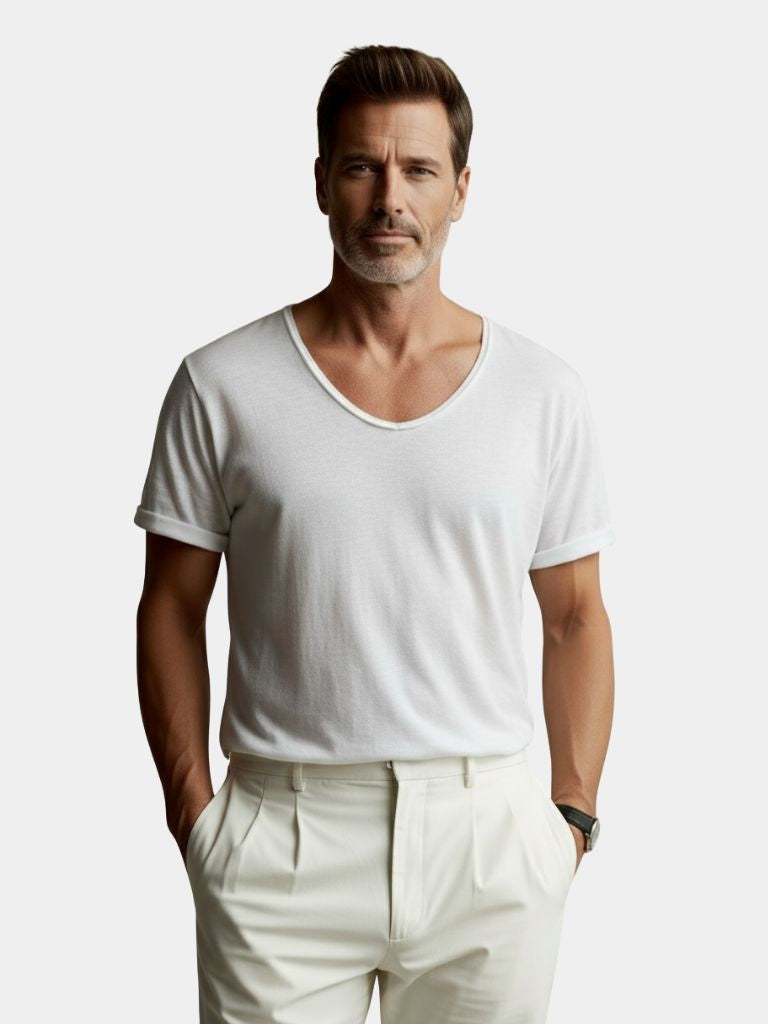Albo Classic Linen V Neck T-Shirt – CAAYWORLD CAAYWORLD