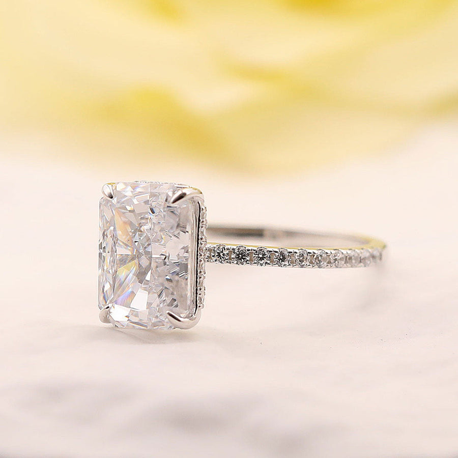 Noble Radiant Cut 3PC Wedding Bridal Set in Sterling Silver shineofdiamond