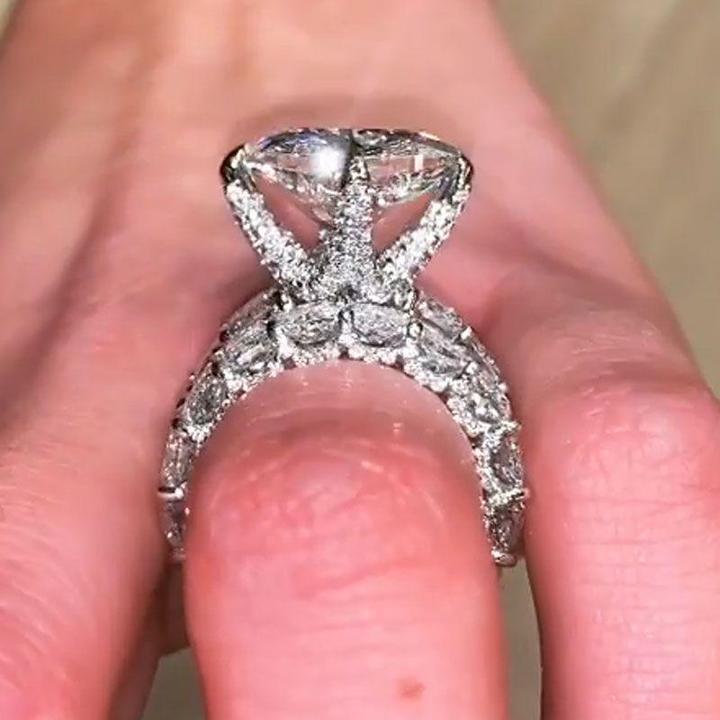 13.0ct Handmade Cushion Cut Eternity Sterling Silver Bridal Set Shineofdiamond