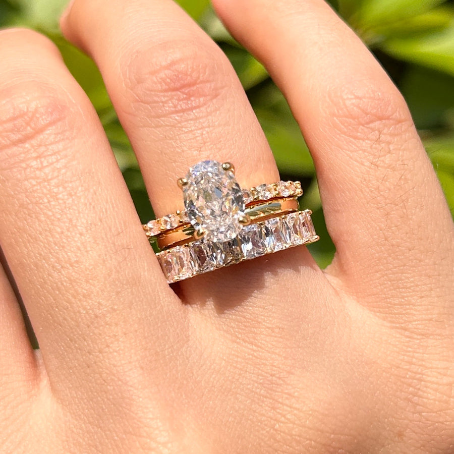 Unique Design Stunning Oval Cut Sterling Silver Bridal Set Carly Jewelry