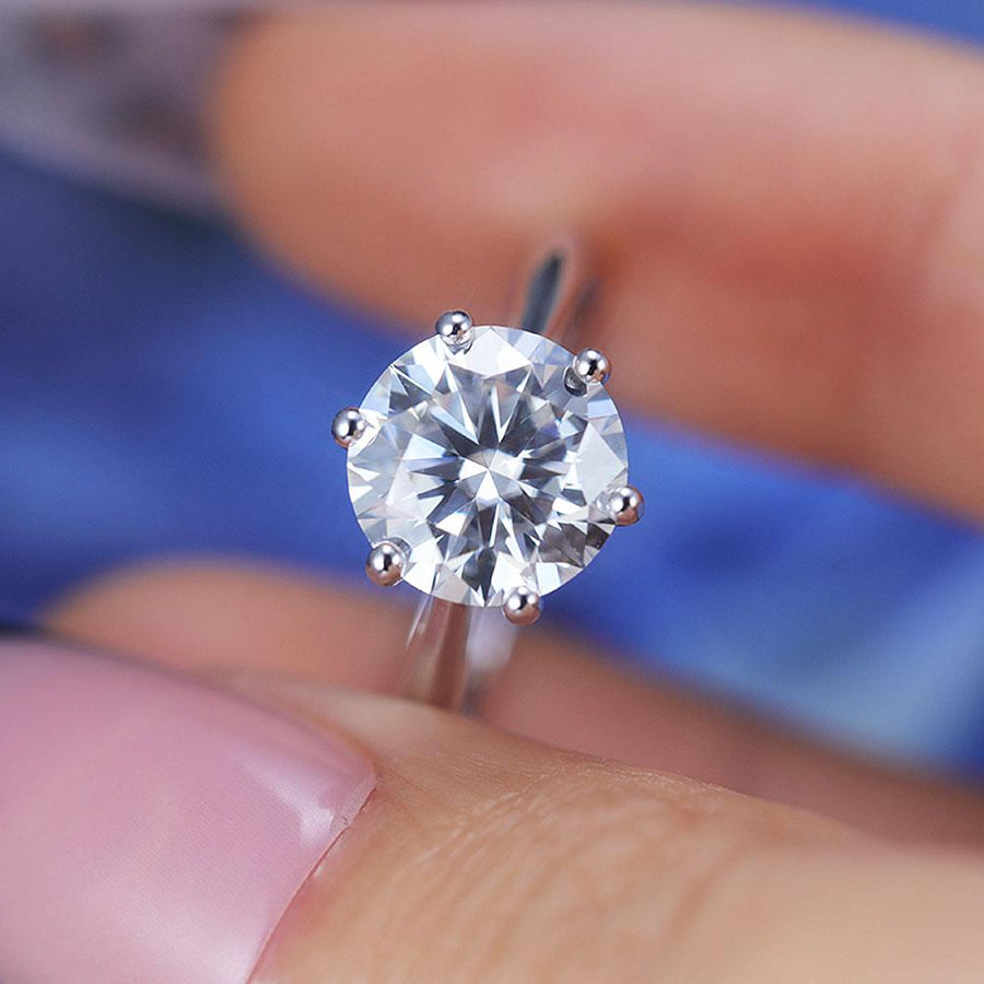 ShineofDiamond Classic 6 Prong Round Cut Moissanite Ring Shine of Diamond