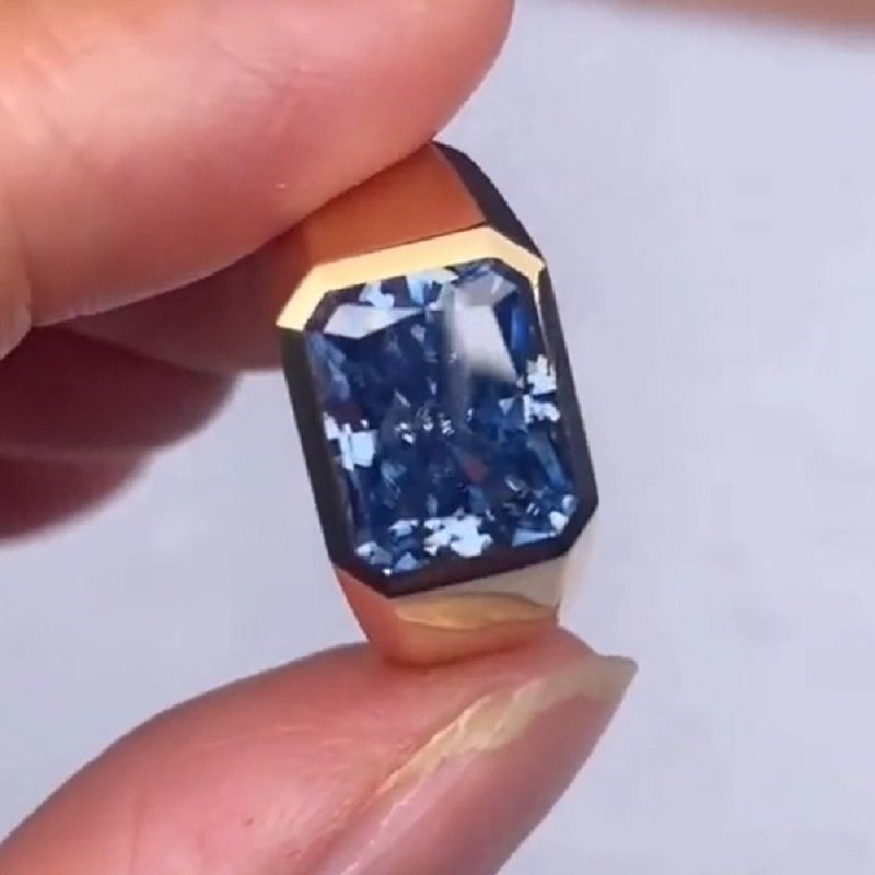Men 5.0CT Golden Radiant Cut Blue Sapphire Engagement Ring Shineofdiamond