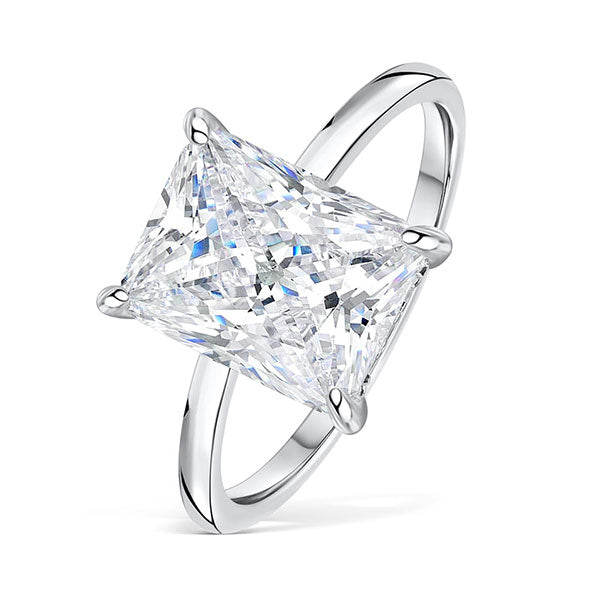 Classic Radiant Cut Sterling Silver Solitaire Engagement Ring Shineofdiamond