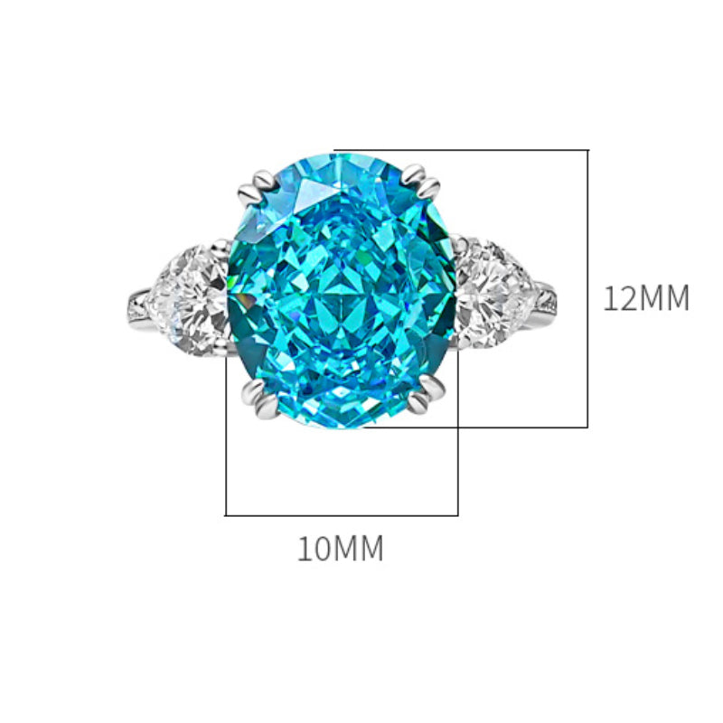 Greenish Blue Oval Cut Engagement Ring in Sterling Silver shine of diamond