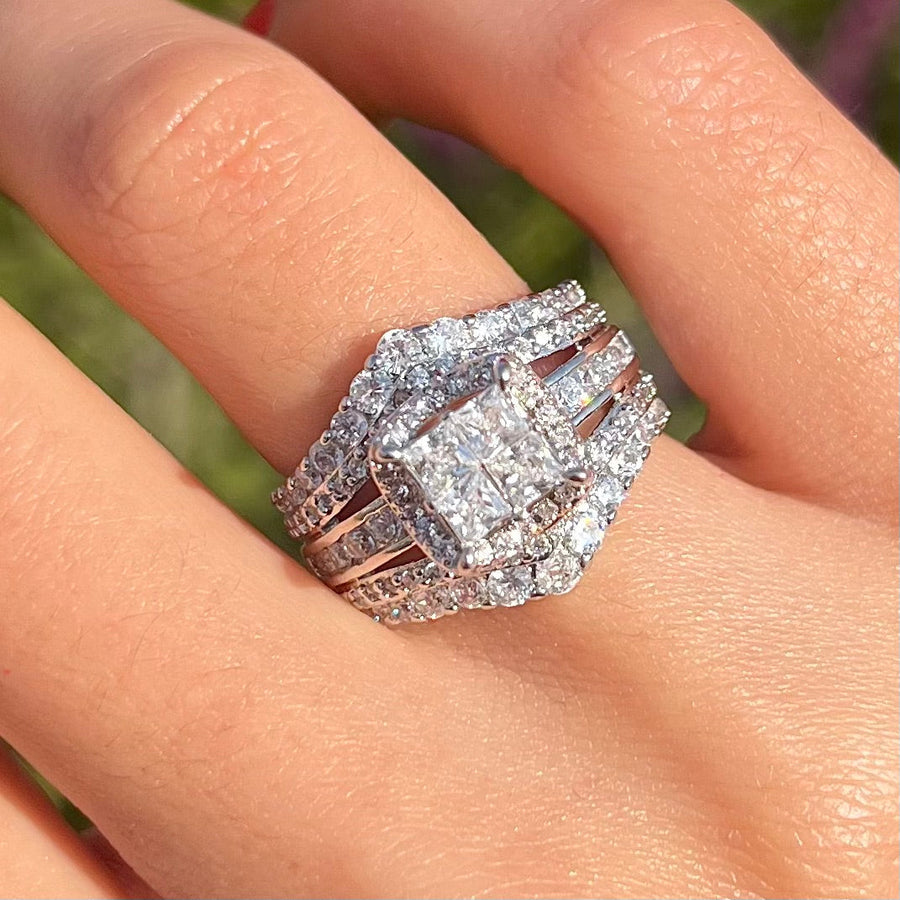 Exquisite Princess Cut Sterling Silver Party Engagement Ring For Women Shine of Diamond