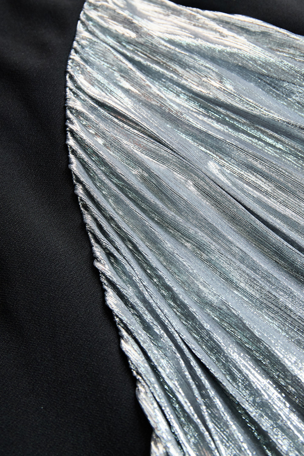 Elegant Tuxedo-Inspired Silver Slit Gown HWT