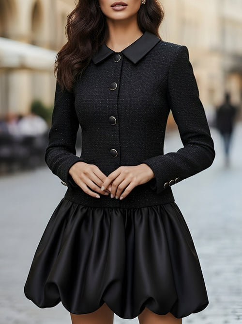 Tweed And Satin Bubble Hem Dress MLZ