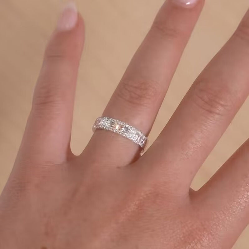 4PCS Radiant Cut Ring With Baguette & Pear Band Bridal Set in Sterling Silver Shineofdiamond
