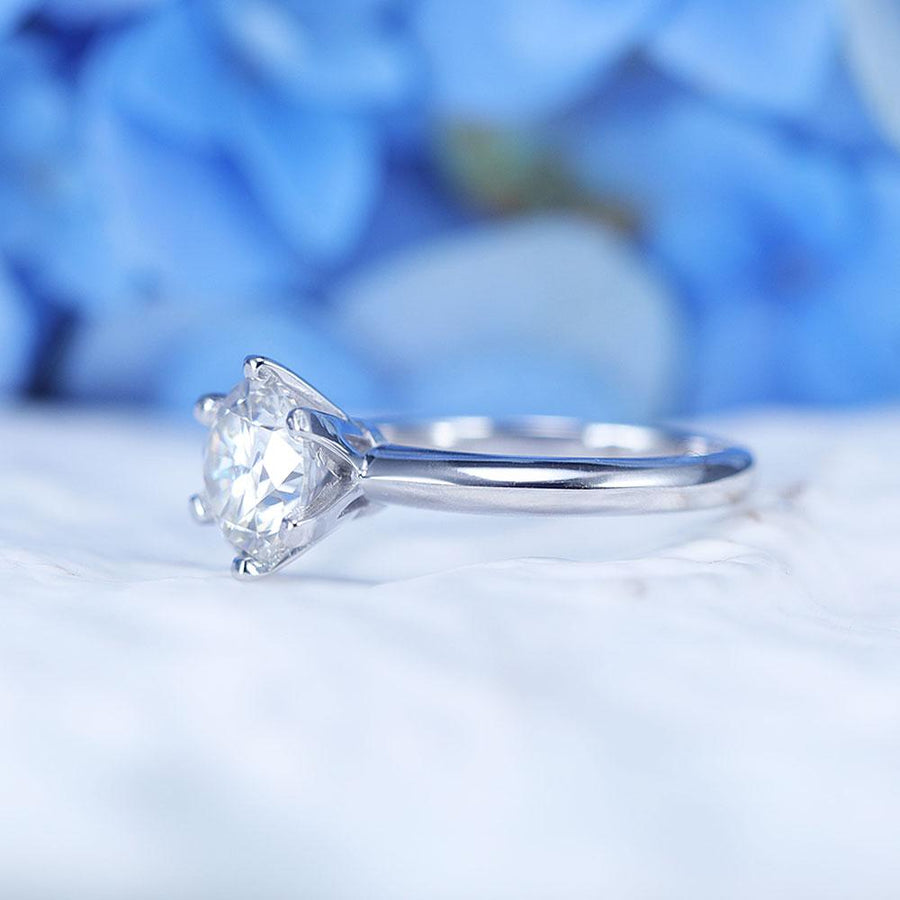 ShineofDiamond Simple Round Cut Moissanite Sterling Silver Ring Shine of Diamond