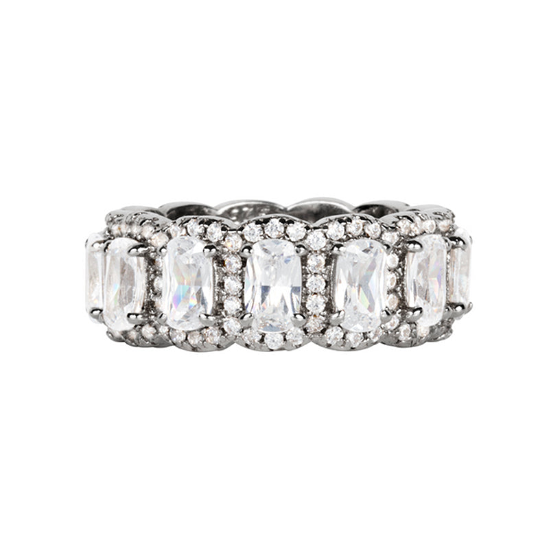 Stunning 3PCS Two Tone Cushion Cut Sterling Silver Wedding Band Set Shineofdiamond