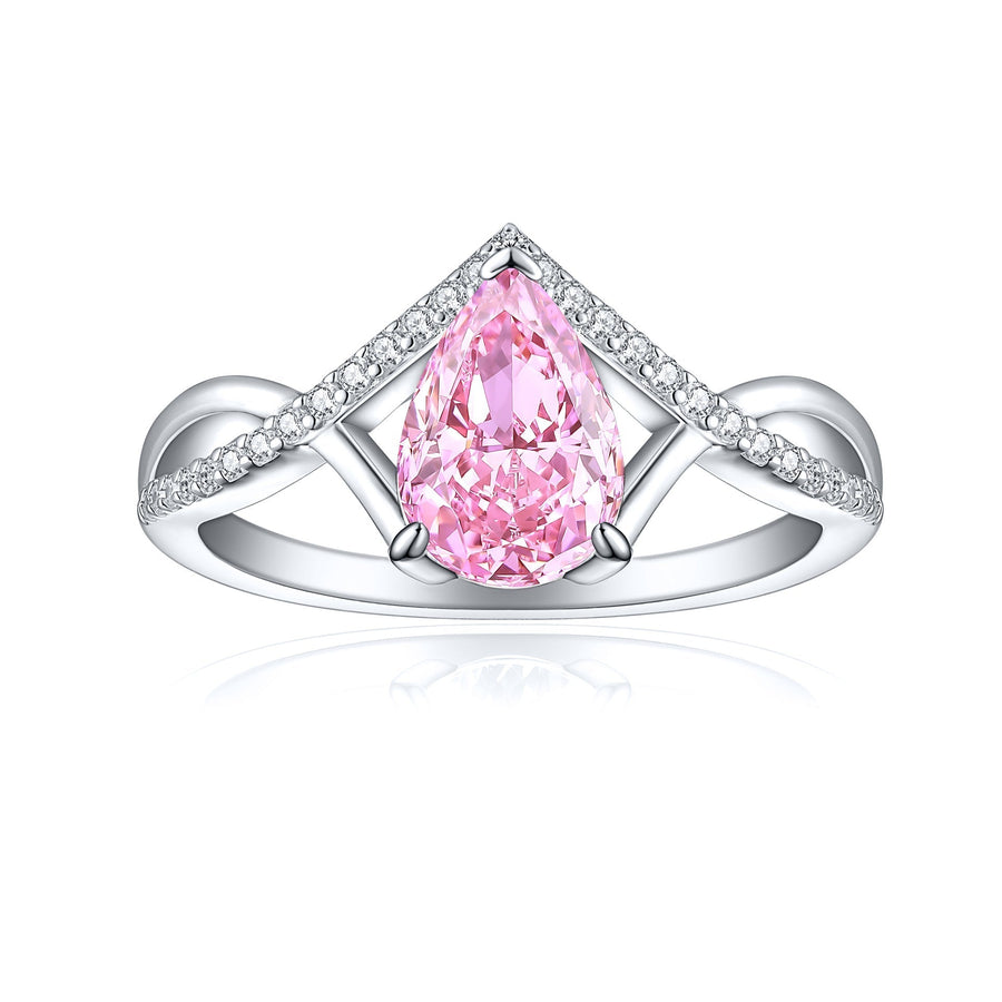 Pear Cut Twisted band Engagement Ring  (Multi Color Available) shine of diamond