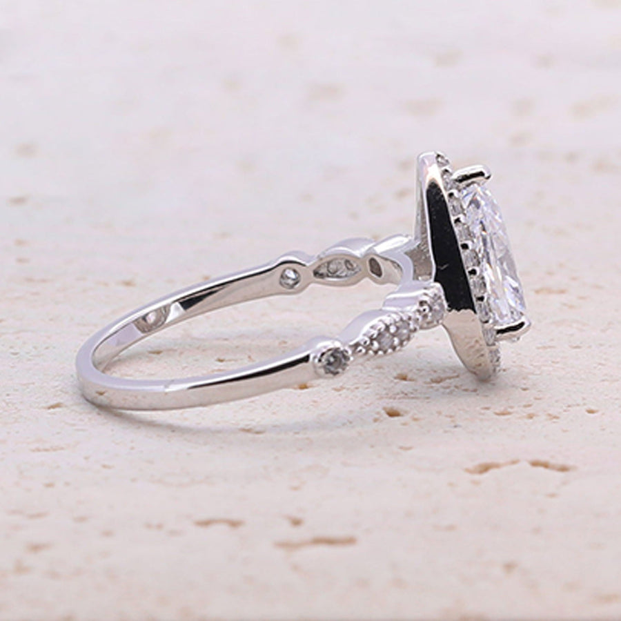 1.5CT Retro Pear Cut Half Eternity Engagement Ring shine of diamond