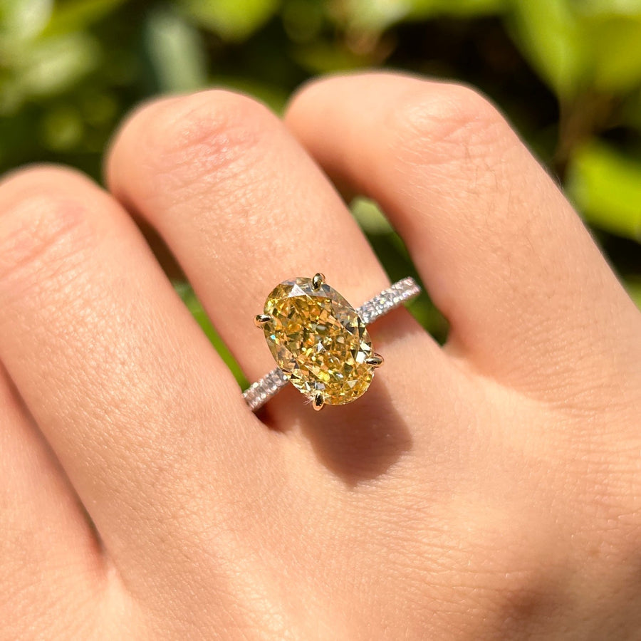 Stunning Yellow Oval Cut Sterling Silver Engagament Ring For Women Carly Jewelry