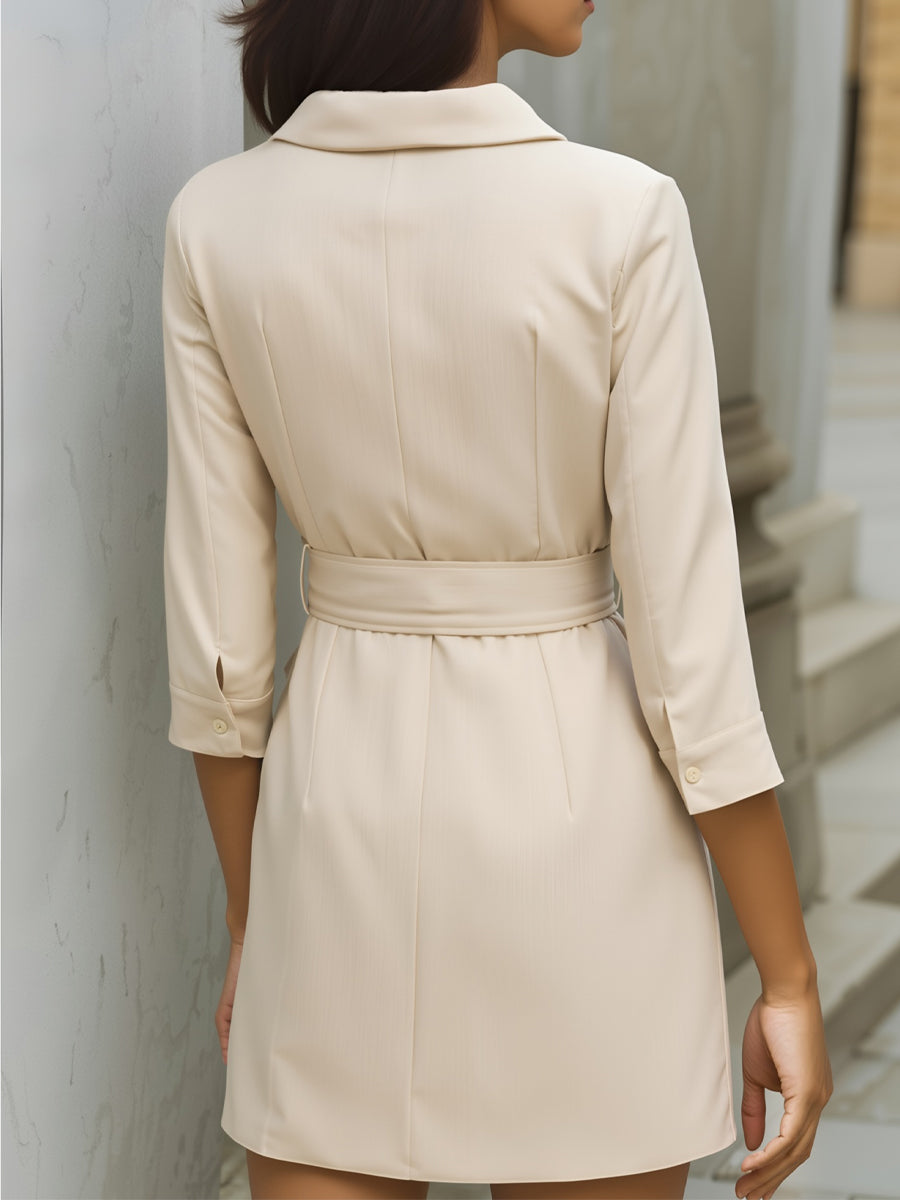 Tailored Blazer-Inspired Mini Dress With Belted Waist MLZ